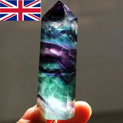 £3.53 • Buy UK 100% Natural Fluorite Quartz Crystal Stone Point Healing Hexagonal Wand XMAS