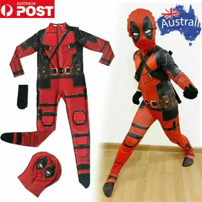 Kids Boys Deadpool Superhero Halloween Party Cosplay Costume Fancy Dress Sets AU • $28.99