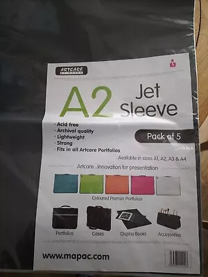 Mapac Jet Sleeve Pack A2 5 Pack For Portfolio Cases Folders Display Book Storage • £6