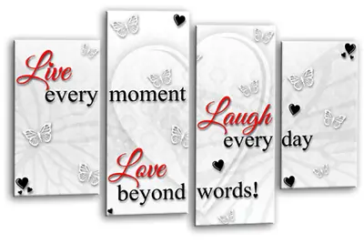 £29.99 • Buy Love Laugh Quote Art Print Red Grey Live Framed Split Canvas Wall Picture