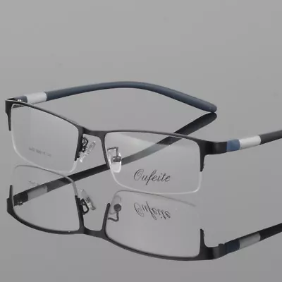 New Men's Metal Half Rimless Eyeglasses Frames Rectangular Eyewear Frame RX Able • $14.95