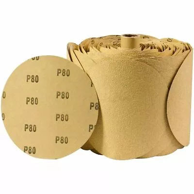 80 Grit 6 In PSA Sanding Disc Sticky Back Sandpaper 100 Roll Adhesive DA Sander • $32.19