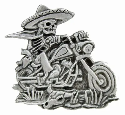 Sombrero Skeleton Rider Jacket Vest Hat Biker PIN • $12.99