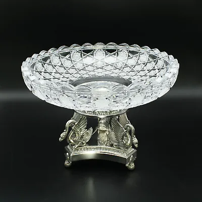 Faberge Le Cygne Crystal Caviar Presentoir Bowl Sterling Silver Stand • $7500