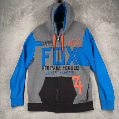 Fox Racing Hoodie Mens XL Full Zip Fleece Heritage Forged Motocross Moto Hooded • $19.99