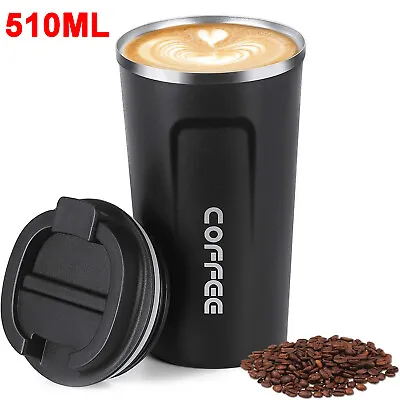 18oz Vacuum Insulated Travel Mug Double Wall Stainless Steel Coffee Cup With Lid • £9.89