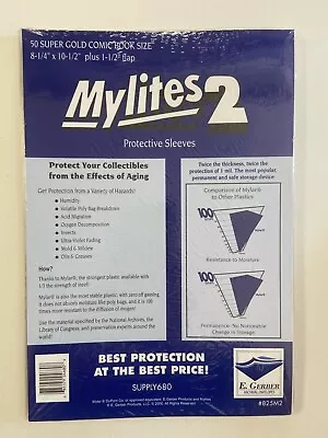 MYLITES 2 SUPER GOLD COMIC BOOK SIZE 50 Pack Comic Bags 8 1/4  X 10 1/2  • $22.16