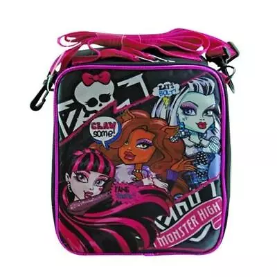 Monster High Black/Pink Characters Insulated Lunch Tote Bag + Free Bonus Patches • $14.99