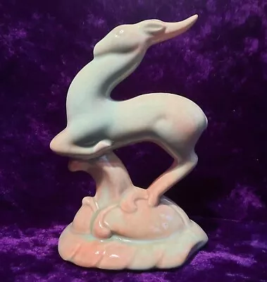 Haeger Art Pottery Gazelle Deer Impala Figurine Sculpture Teal Mauve 8  MCM • $45