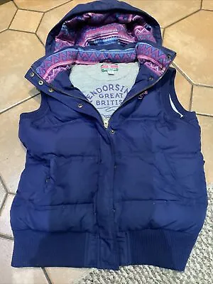 Rampant Sport Quilted Padded Gilet Size 12 Full Zip Hood Riding Down Navy Blue • £5