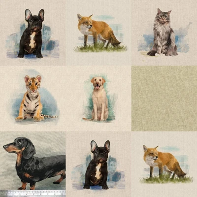 £3.25 • Buy Cushion Bag Panel Cotton Rich Linen Look Animals 45cm X 45cm Cat Dog Fox Tiger