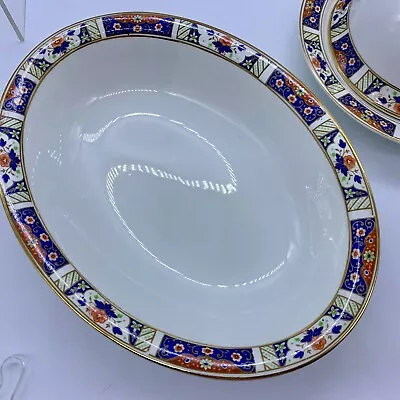 Vintage Meakin Sol Imari Pattern Gold Rim Oval Serving Salad Fruit Serving Bowl • $19.99