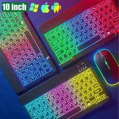 Backlit Bluetooth Keyboard Mouse Combos For Android IOS Windows IPad PC Tablet • $17.95