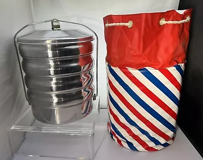Regal  Ware Aluminum Vintage Stacking Lunch Box Picnic 5 Tier Bento Box W/ Bag • $52.95