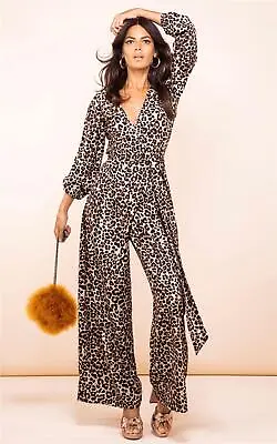 Dancing Leopard Women's Mossie Jumpsuit Leopard Print Ladies Palazzo Playsuit • £27.50