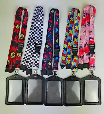 £4.99 • Buy Spirius Original Lanyard Neck Strap With BLACK Leather ID Card Badge Holder