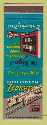 Matchbook Cover - Burlington Route Railroad Zephyrs • $3.99