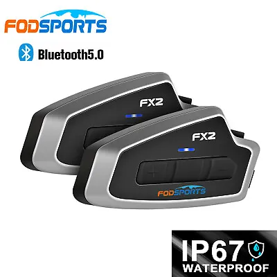 2x FX2 Motorcycle Intercom 3 Riders 1KM Bluetooth Helmet Headset Communication • $86.99
