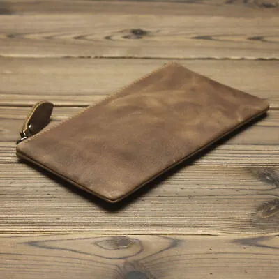 Leather Cash Long Wallet Envelope Zipper Pouch - Money Holder For Men & Women US • $11.49
