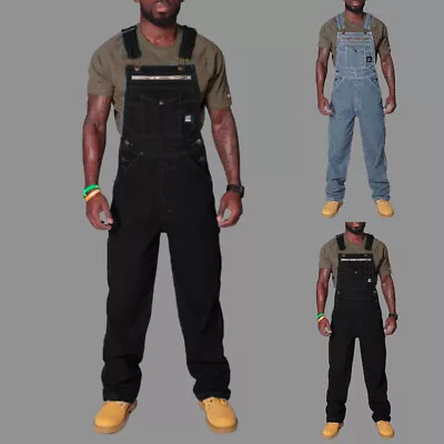 US Mens Denim Dungarees Overalls Bibs And Brace Jumpsuit Romper Pants Plus Size • $57.49