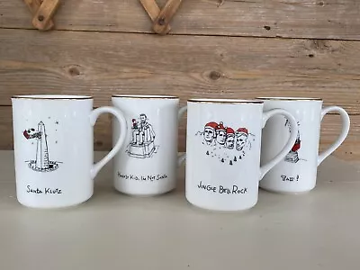 Merry Masterpieces Coffee Mug Lot 4 Cups Christmas Porcelain First Edition 1999 • $15