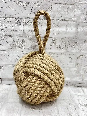 6  Dia. Jute Monkey Fist Rope Knot Door Stopper Nautical Wedge Bookend 6 Lb • $49.99