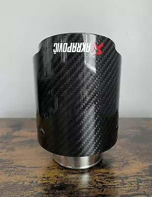 1x 63mm AKRAPOVIC BLACK CARBON FIBRE SINGLE EXHAUST TIP 4  OUTLET UNIVERSAL FIT • £40