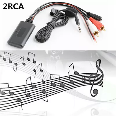 Car 2RCA Bluetooth Wireless Connection Adapter AUX Music+MIC BT Phone Universal • $40.58