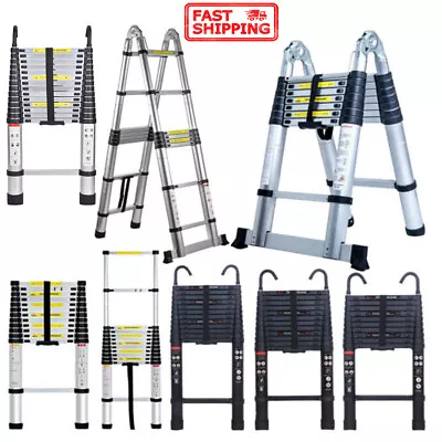 8.5Ft-20.3Ft Telescopic Extension Ladder Aluminum Multi Purpose Folding Non-Slip • $68.31