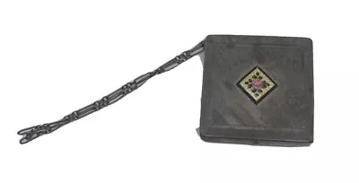 £58.41 • Buy Silver And Guilloche Antique Art Deco Makeup Compact Wristlet Enamel 1920s
