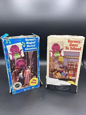 $12 • Buy 2 Vtg Barney VHS Magical Musical Adventure Goes To School Backyard Gang - Tested