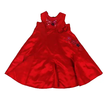 Marks & Spencer Baby Girl Red Party Formal Dress Floral Embroidery 12-18M • £10.50