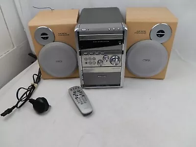 Philips MCM7 Silver Micro System CD Radio Tape Hi-Fi Aux MP3 & Speakers • £75.36