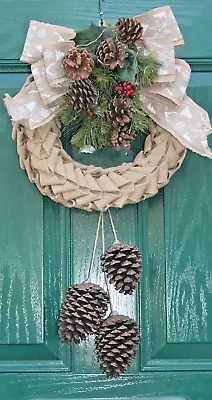 Handmade Christmas Wreath With 3 Large Cones - Width 13 Inches Height 25inches • £35