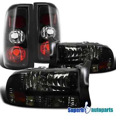 Fits 1997-2004 Dodge Dakota Headlight Black Tail Light Brake Lamp Smoke • $157.66