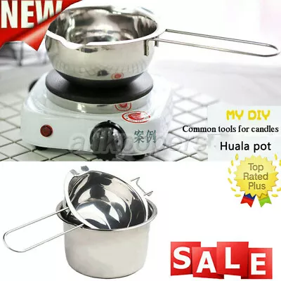 2x Stainless Steel Wax Melting Pot Double Boiler For DIY Candle Soap Making • £11.34