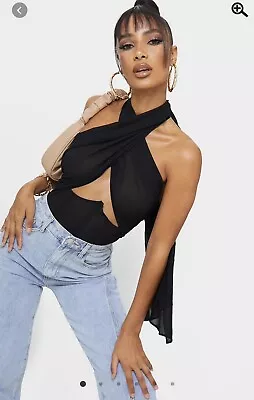 £5 • Buy Brand New With Tags - Pretty Little Thing Black Halter-neck Corset Body Size 12