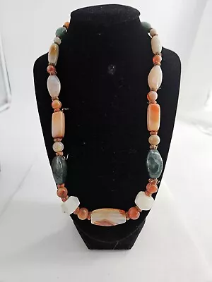 Vintage Estate Chinese Natural Carnelian Agate Bead Necklace • $24.95