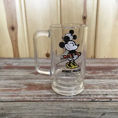 Vintage Disney Minnie Mouse Clear Glass Mug D22 • $9.99