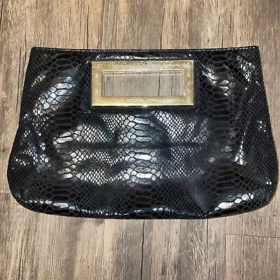 Michael Kors Black Patent Leather Gold Oversized Clutch • $17.75