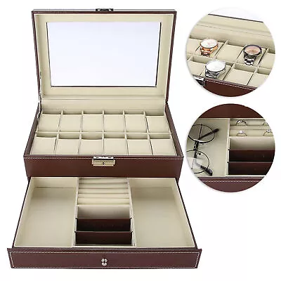 12 Slots Wooden Watch Box Jewelry Storage Case Gift Watch Display Organizer' • $30.84