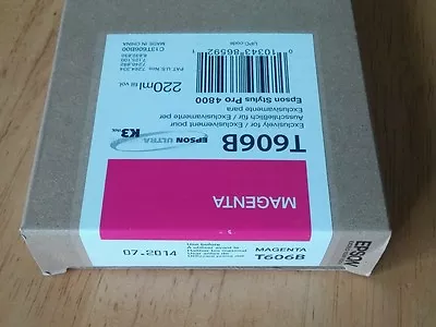 07-2009 GENUINE EPSON T606B MAGENTA 220ml K3 INK STYLUS PRO 4800 • $29.89