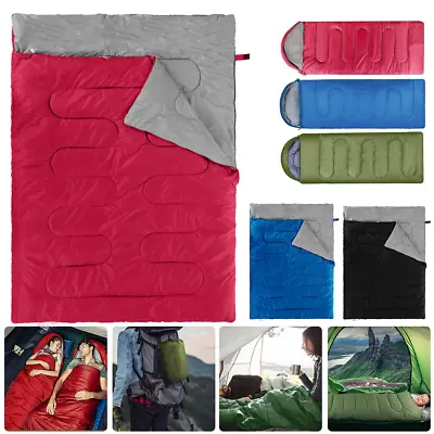 4 Season Sleeping Bag Camping Hiking Bags Waterproof Envelope Zip Single/Double • £26.39