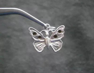 Butterfly Vintage Flat Back Sterling Silver Bracelet Charm Pendant  1.8g ~ FLAW • $4.50