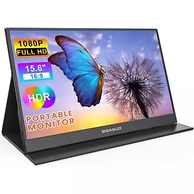 Portable IPS Monitor 15.6  1080p FHD USB-C HDMI HDR Slim Case & Speakers • $67.99