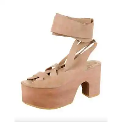 A Detacher Suede Slingback Platform Pumps In Tan Beige Size 8 • $195