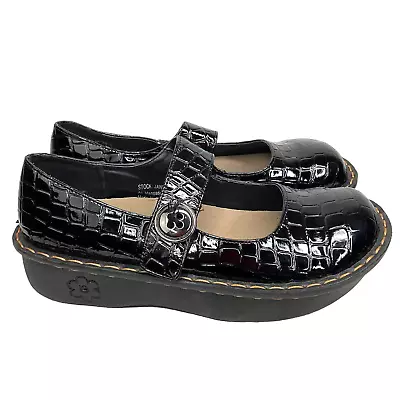 Kagen Jane Black Croc Embossed Mary Jane Nursing Shoes Womens 7 • $25