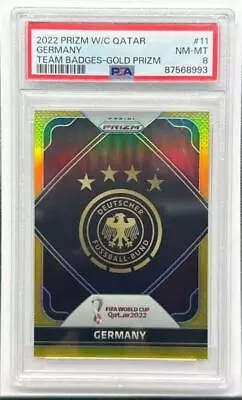 2022 Prizm World Cup Qatar Germany Team Badges Gold Prizm #10/10 PSA 8 NM-MT • $2.25