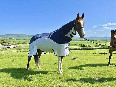 Minella Equine 5ft6 Hybrid Waterproof Fly Rug Navy & White Horse Turn Out Rug • £27.95