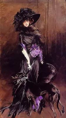 Oil Giovanni Boldini Portrait Of The Marchesa Luisa Casati With A Greyhound Art • $74.99